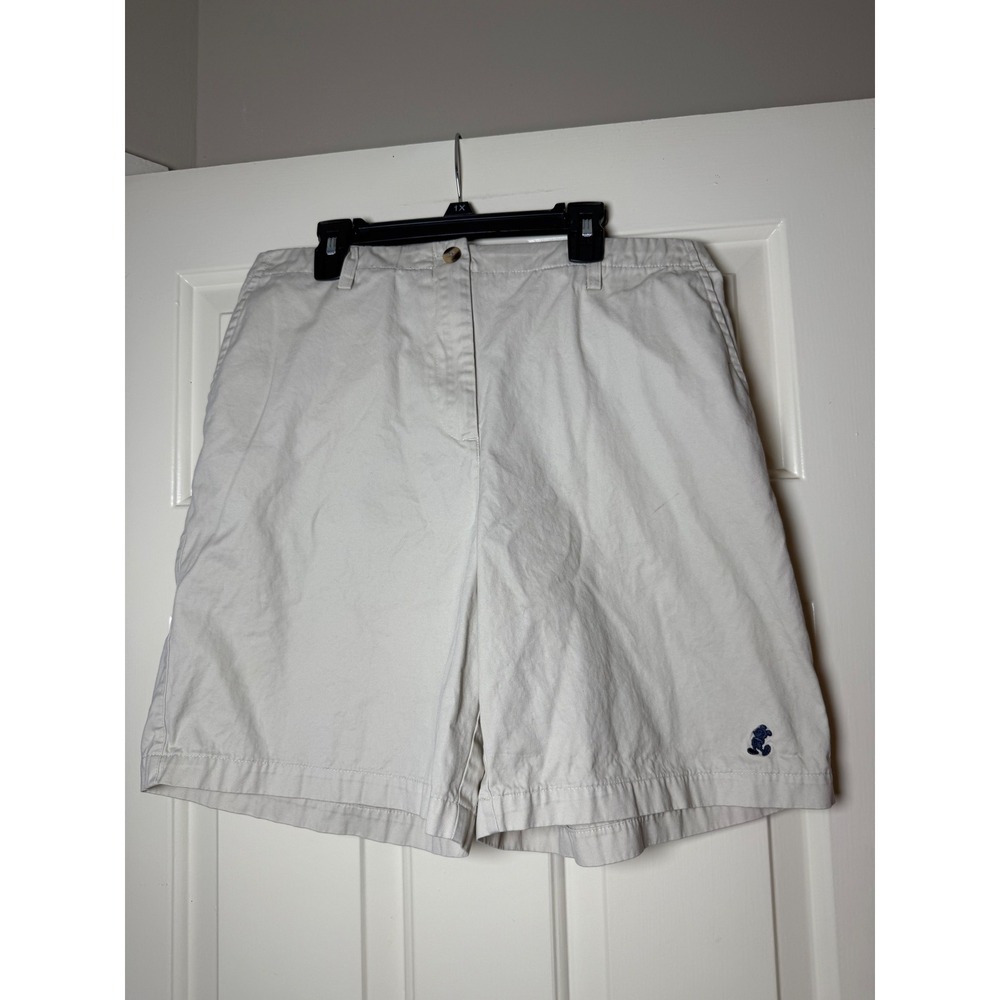 Walt Disney World Mens Khaki Chino Shorts Mickey Mouse Embroidered Beige Size M